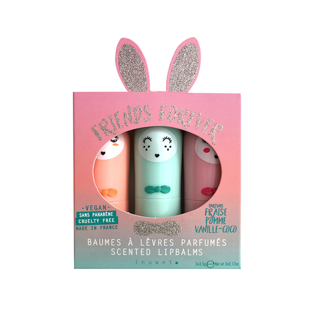 バニーリップバーム 3本セット コーラル＆アクア＆ピンク