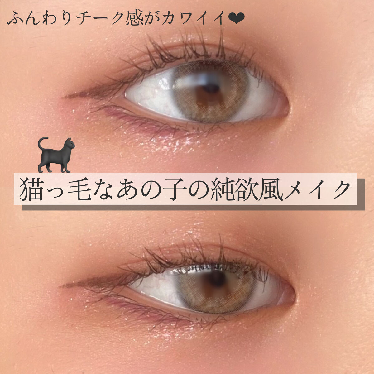 🐈\一重、奥二重/ 猫っ毛なあの子の純欲風アイメイク🐈‍⬛

こんばんは、れいん🌧です。

今回は純粋なあどけなさと少し大人びた女性の魅力を兼ね備えた純欲風メイクをご紹介したいと思います！

⚠️ 自己流、自己解釈なため本家様？の純欲