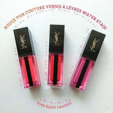 ルージュ ピュールクチュール ヴェルニ ウォーターステイン 601 フューシャ タイド/YVES SAINT LAURENT BEAUTE/口紅を使ったクチコミ（1枚目）