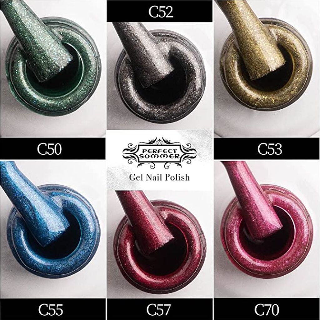 ジェルネイル 猫目カラージェル 6色セット 8ml ラメ入り ポリッシュタイプ/Perfect Summer/ジェルネイルを使ったクチコミ（2枚目）