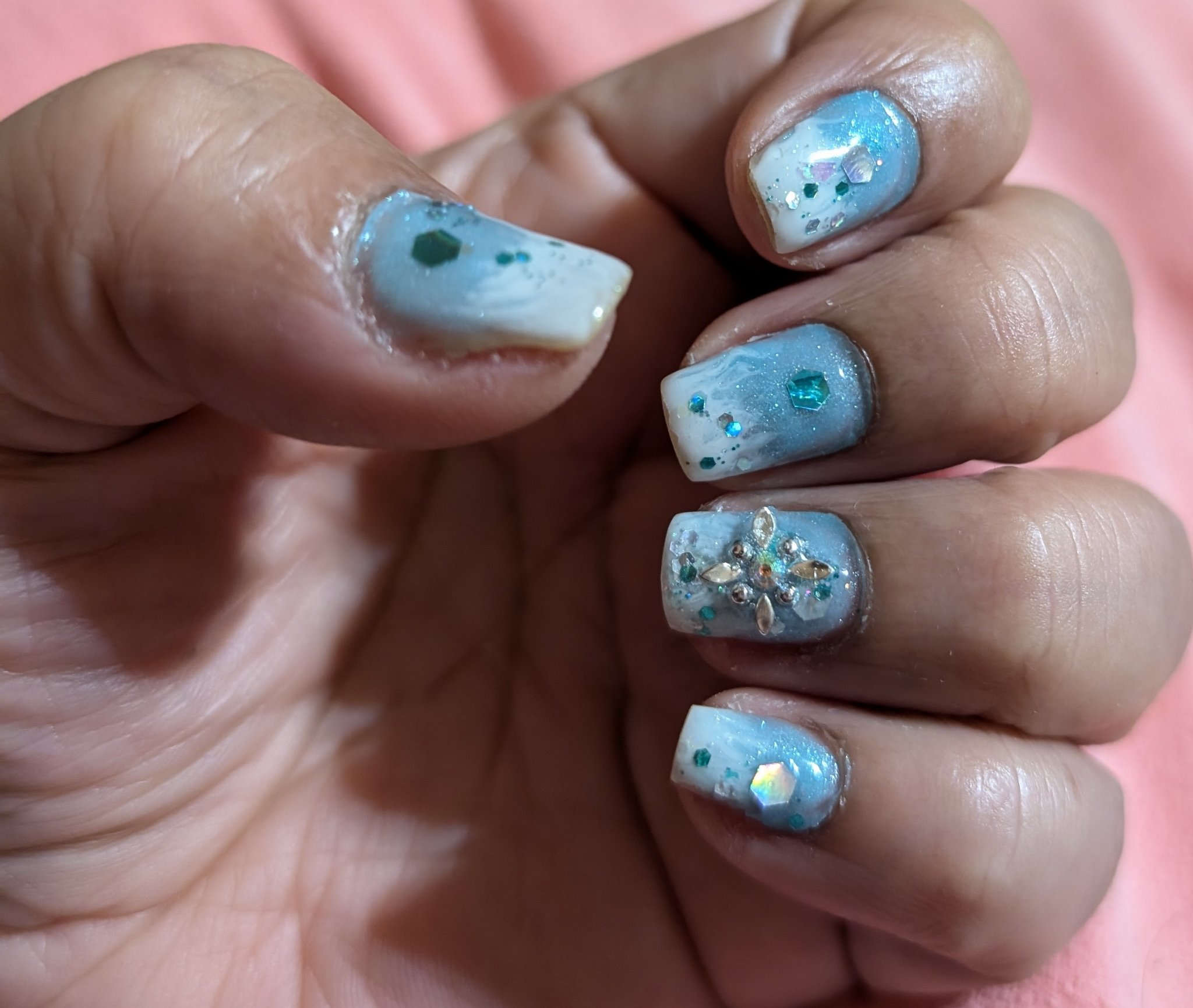 ジェルネイル グリッターエメラルド