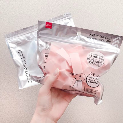メイクアップスポンジ(バリューパック ウェッジ型 30個)/DAISO/パフ・スポンジを使ったクチコミ(2枚目)