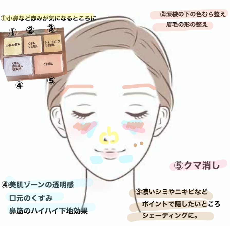 コンシールブレンダーパレット/LUNA/パレットコンシーラーを使ったクチコミ（2枚目）