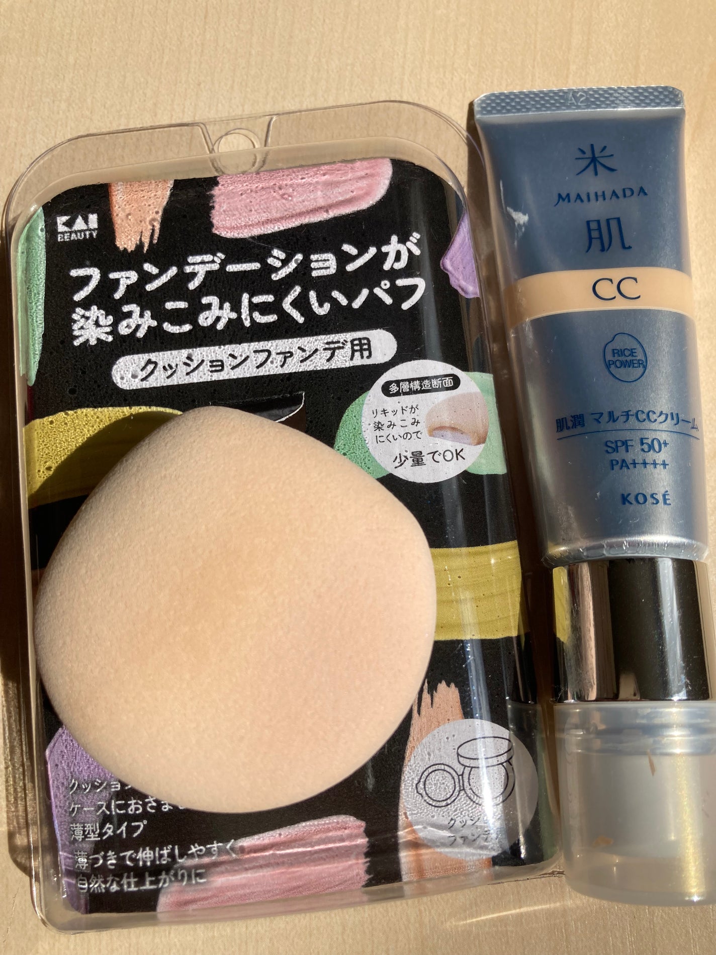 ファンデーションが染みこみにくいパフ(クッションファンデ用)/貝印/パフ・スポンジを使ったクチコミ(1枚目)