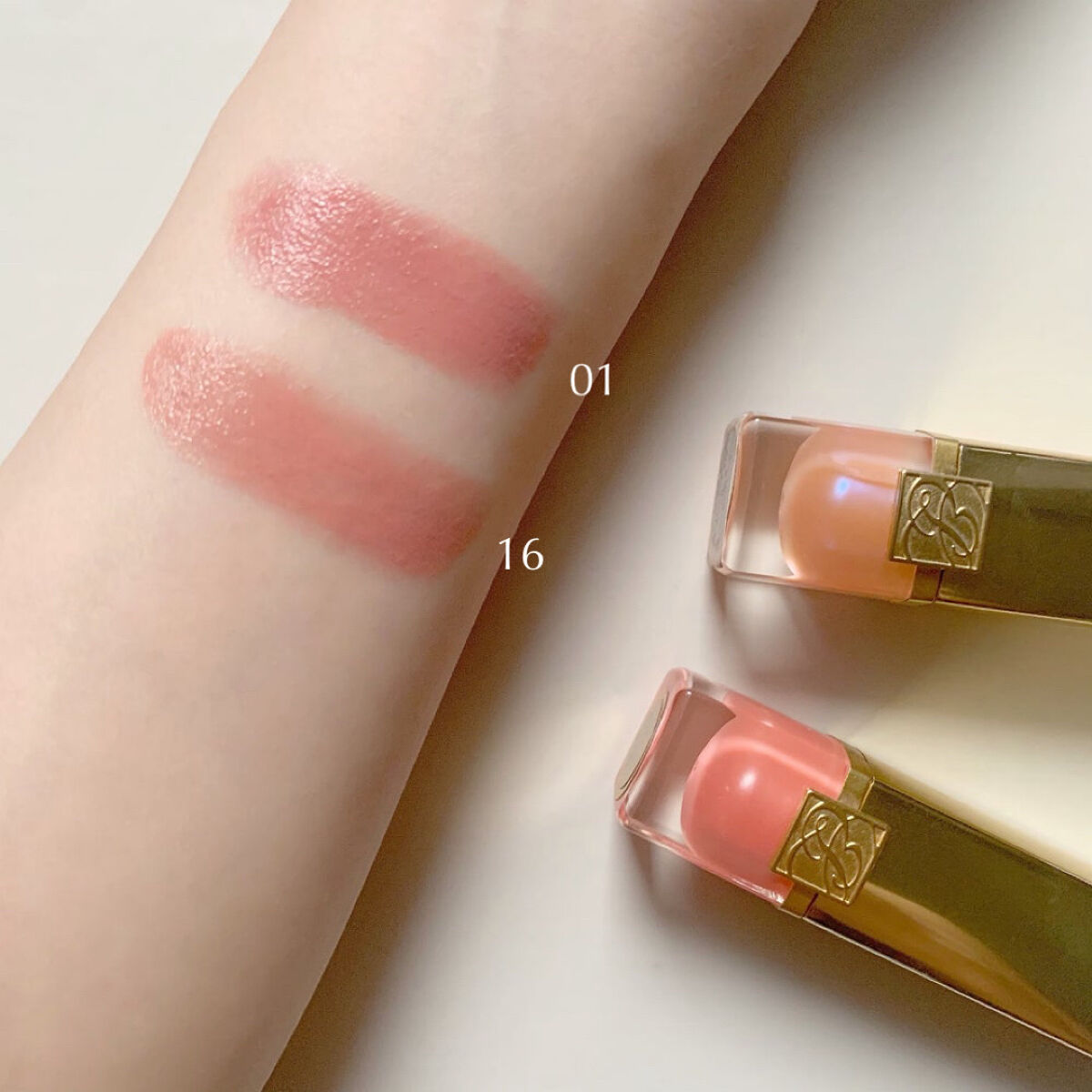 ピュア カラー クリスタル シアー リップスティック 16 クリスタル ドール クリーム/ESTEE LAUDER/口紅を使ったクチコミ（3枚目）