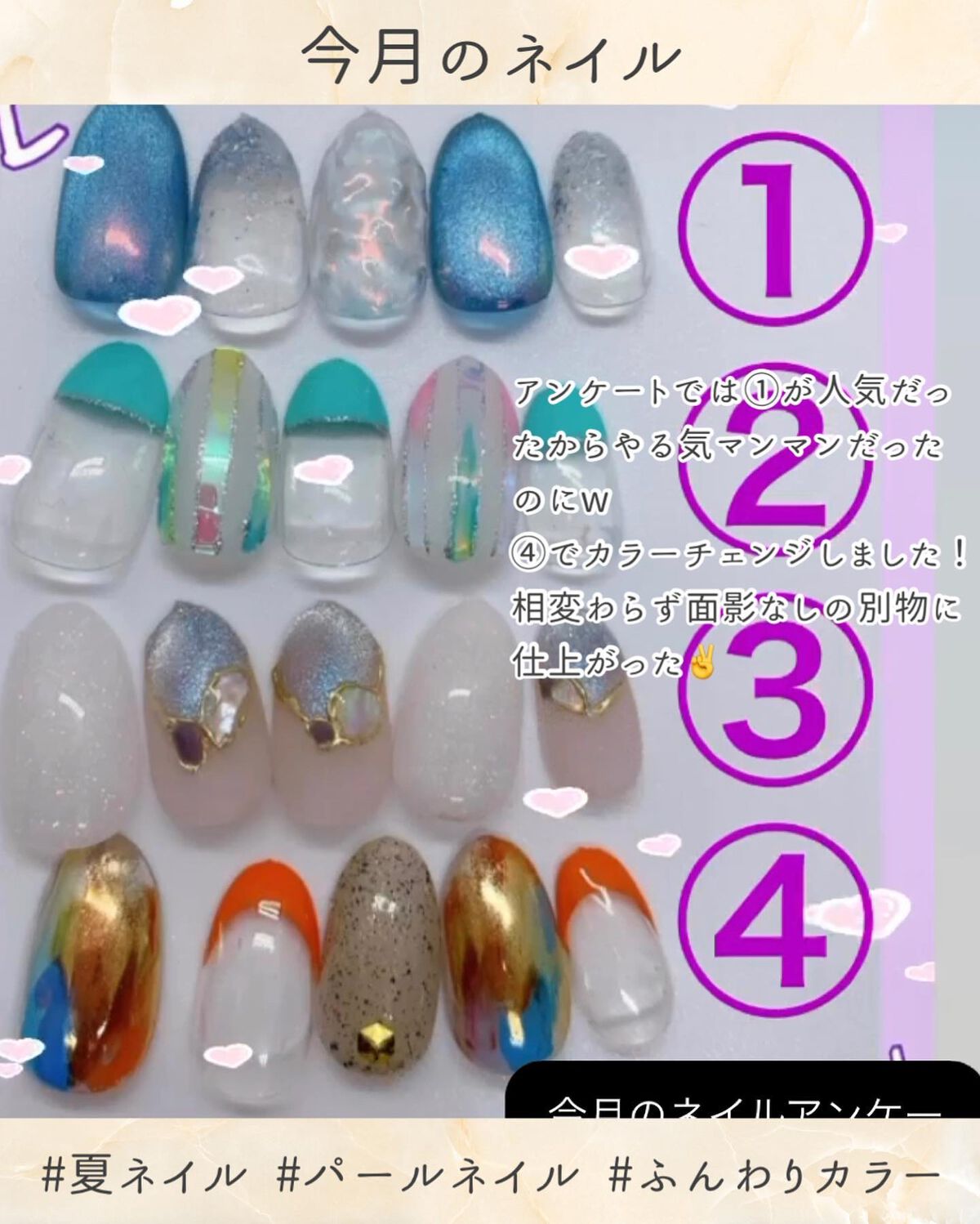 ちっちみ on LIPS 「︎︎☁︎︎*.8月のネイルサンプルアンケートにすっかりハマった..」(4枚目)