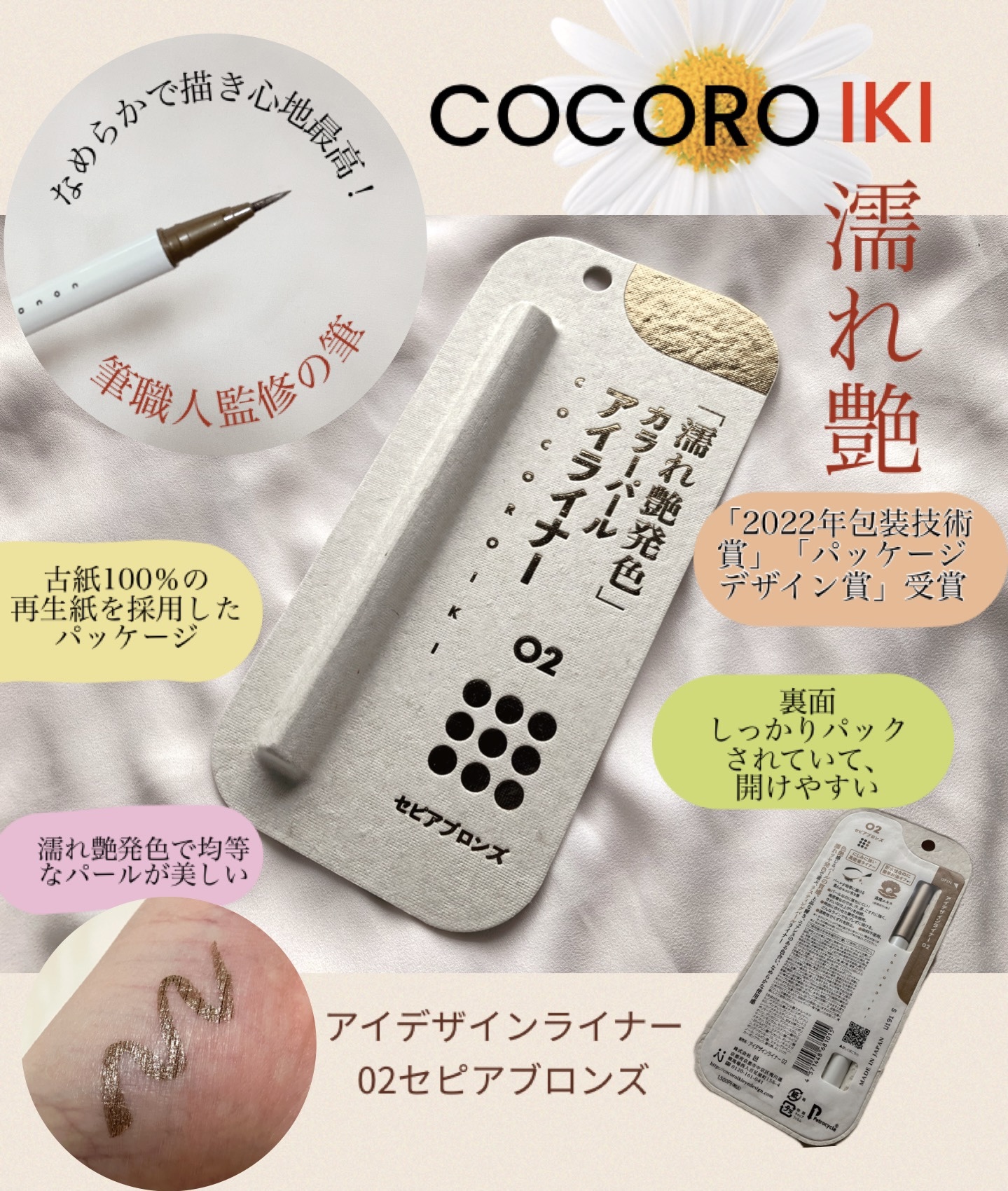 アイデザインライナー 02 セピアブロンズ/COCOROIKI/リキッドアイライナーを使ったクチコミ（1枚目）