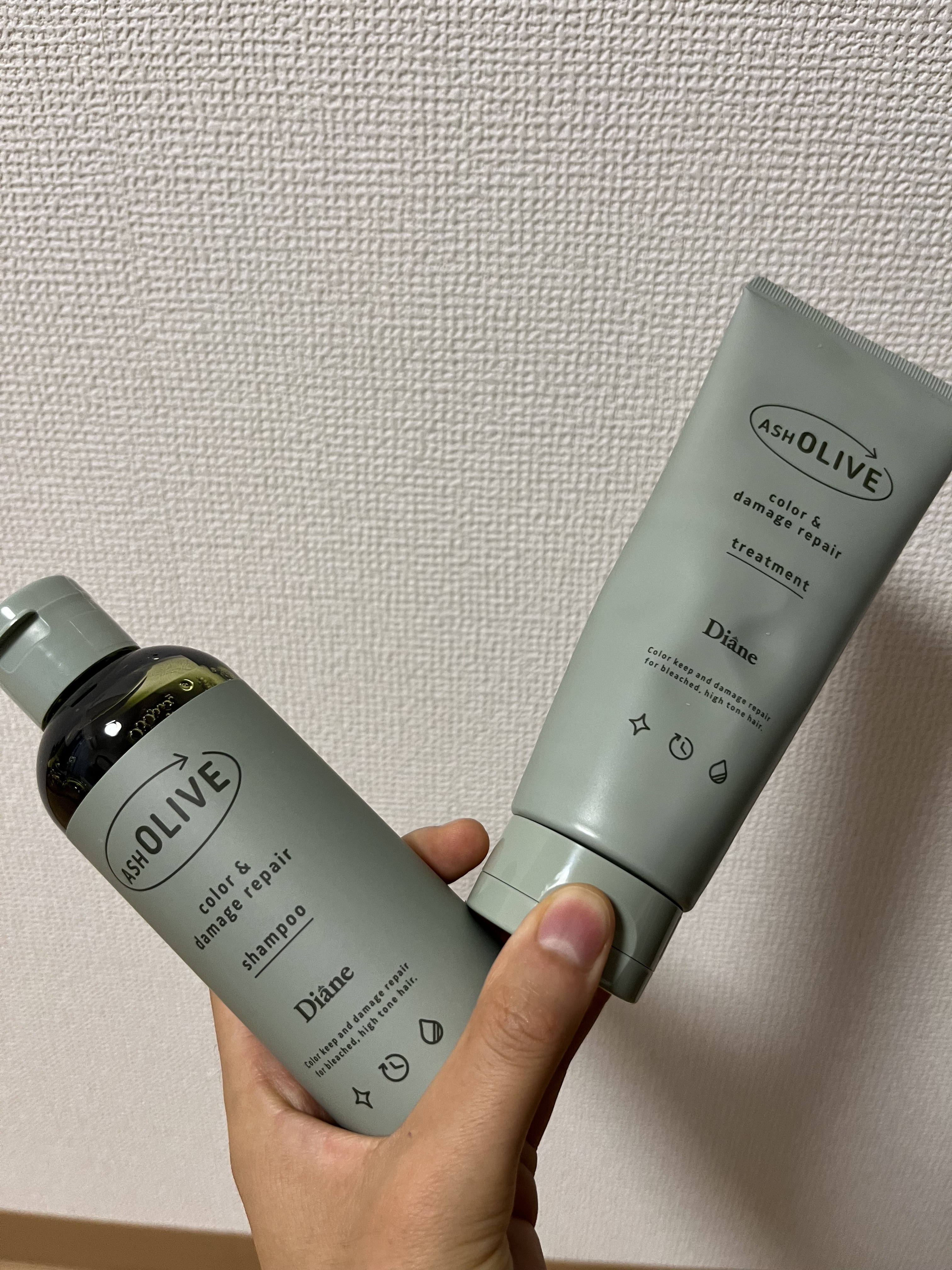 カラーシャンプー＆トリートメント シャンプー アッシュオリーブ/ダイアン/市販シャンプーを使ったクチコミ（1枚目）