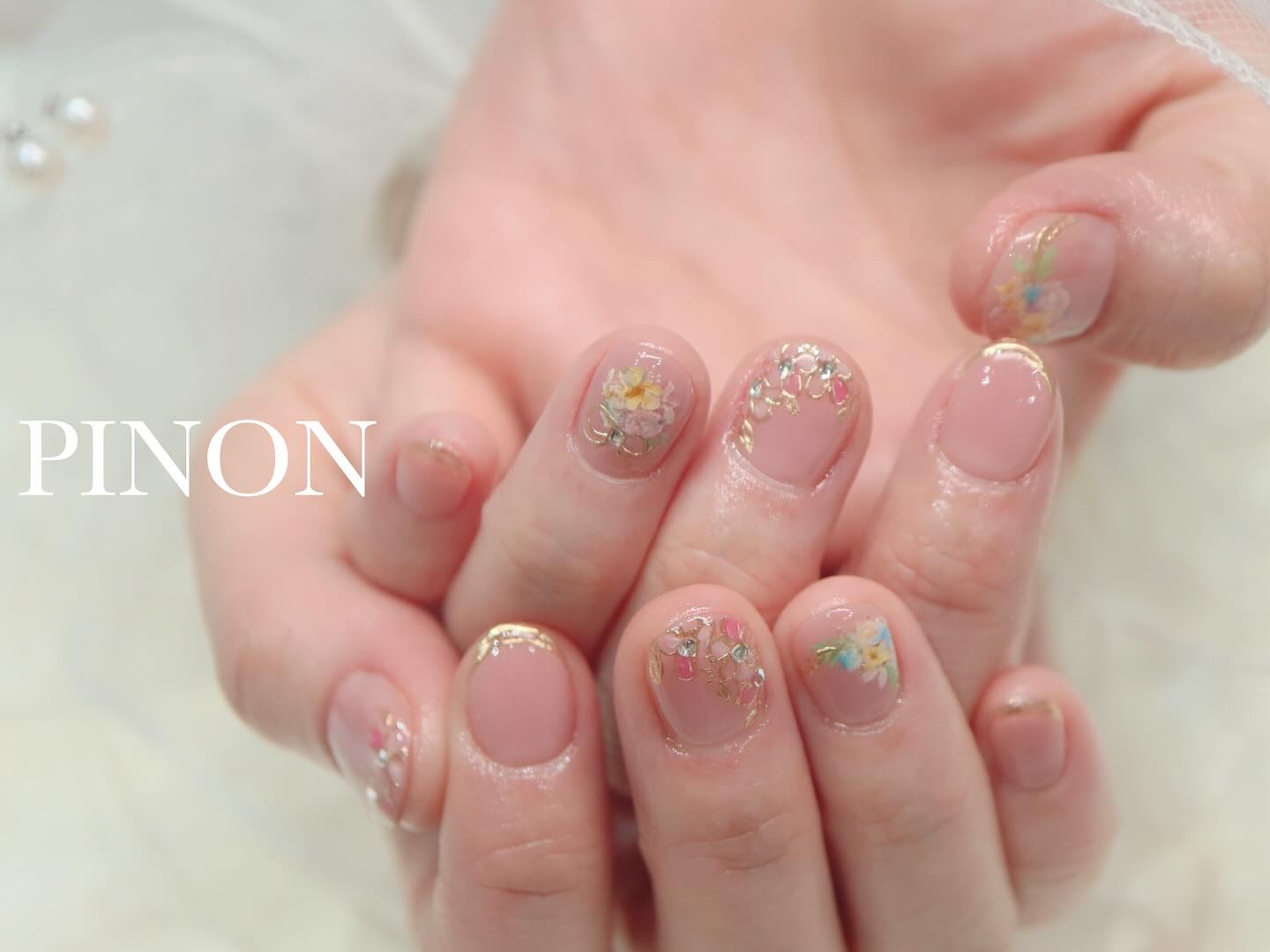 #フラワーネイル,#ブライダルネイル,#お花ネイル,#押花ネイル,#春ネイルのネイルデザイン