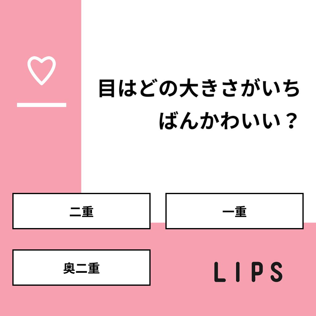 shino on LIPS 「【質問】目はどの大きさがいちばんかわいい?【回答】・二重:57..」(1枚目)