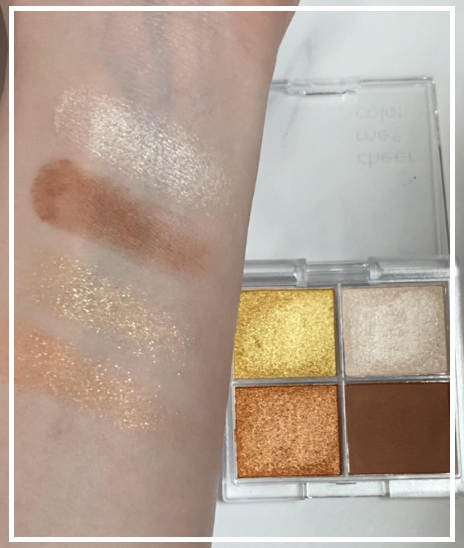 チアミーカラー 4色アイシャドウパレット/セリア/パウダーアイシャドウを使ったクチコミ（2枚目）