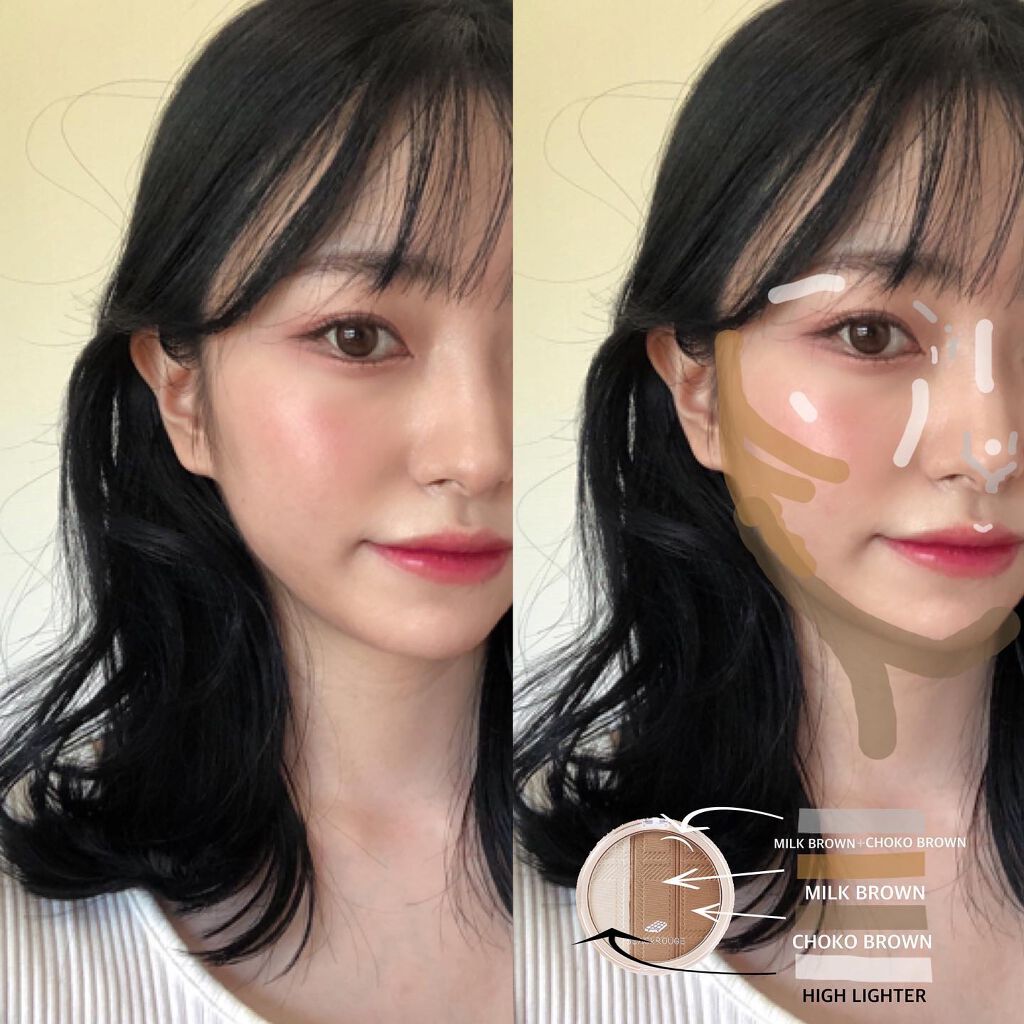 アップアンドダウントリプルコントゥアリング/BLACK ROUGE/シェーディングを使ったクチコミ（3枚目）