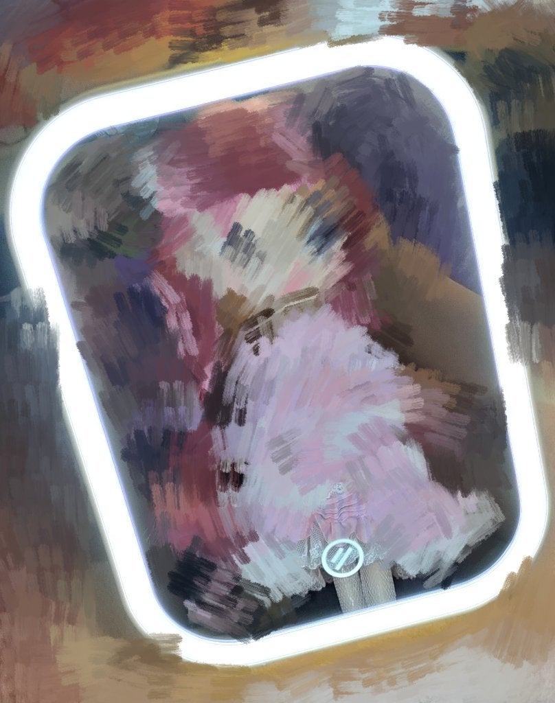 枠が光るLED付ミラー スクエア/DAISO/その他化粧小物を使ったクチコミ(1枚目)