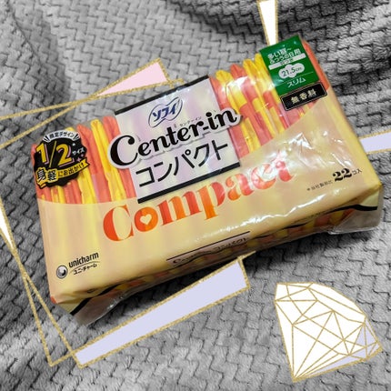 センターイン コンパクト1/2 無香  多い昼~ふつうの日用 スリム  羽つき 21.5cm/ソフィ/ナプキンを使ったクチコミ(1枚目)