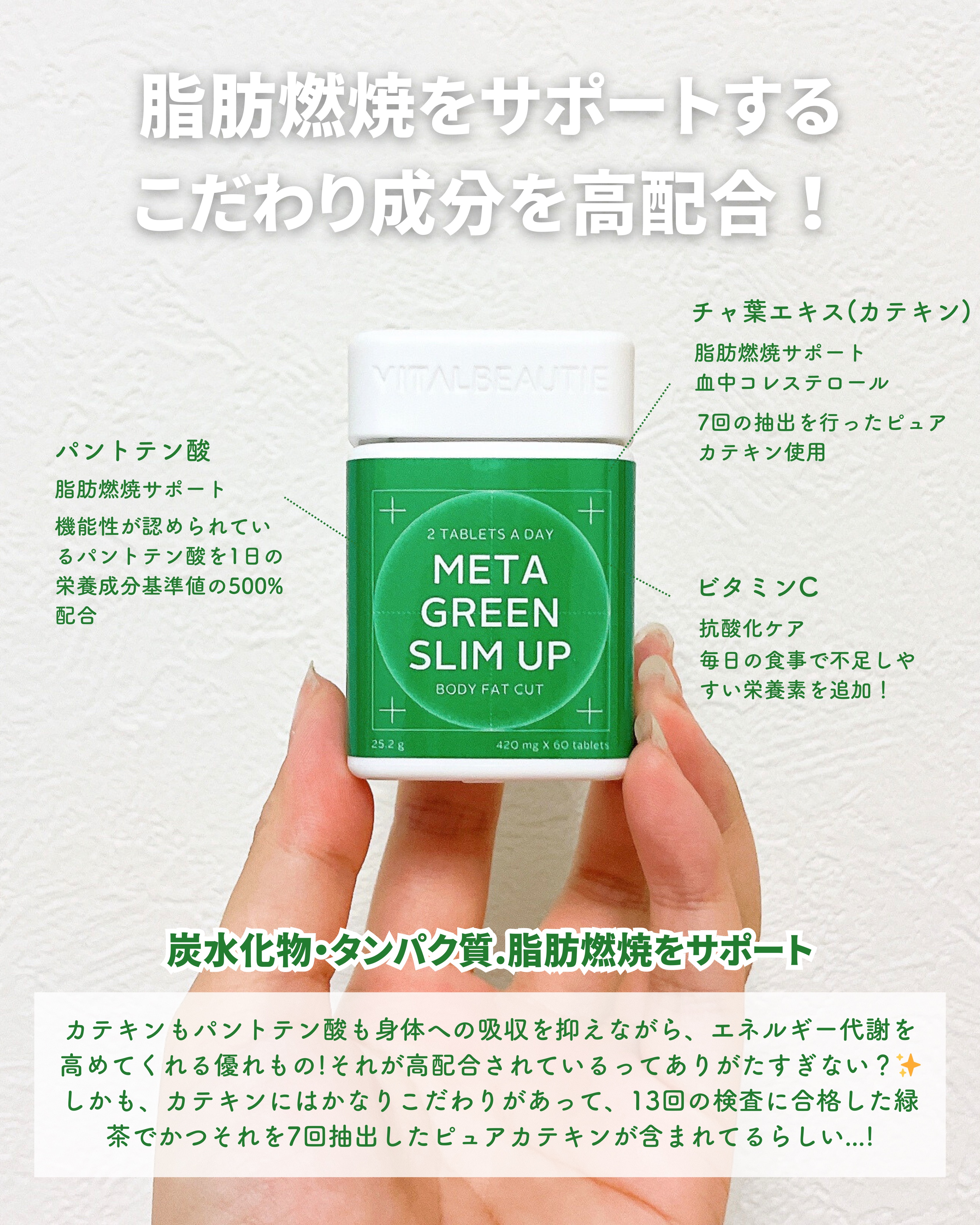 メタグリーンスリムアップ/VITALBEAUTIE/ボディサプリメントを使ったクチコミ（3枚目）