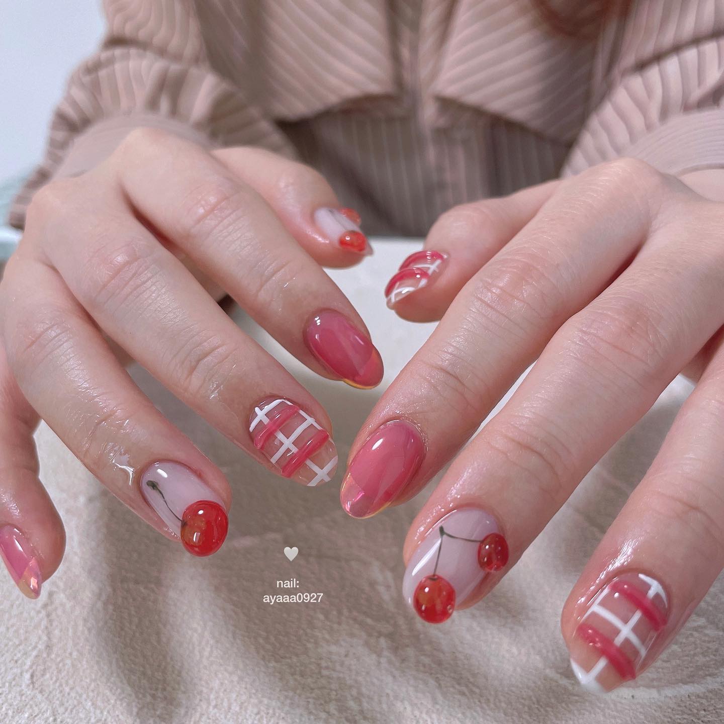 #うるうるネイル,#ぷっくりネイル,#ぷくぷくネイル,#さくらんぼネイルのネイルデザイン