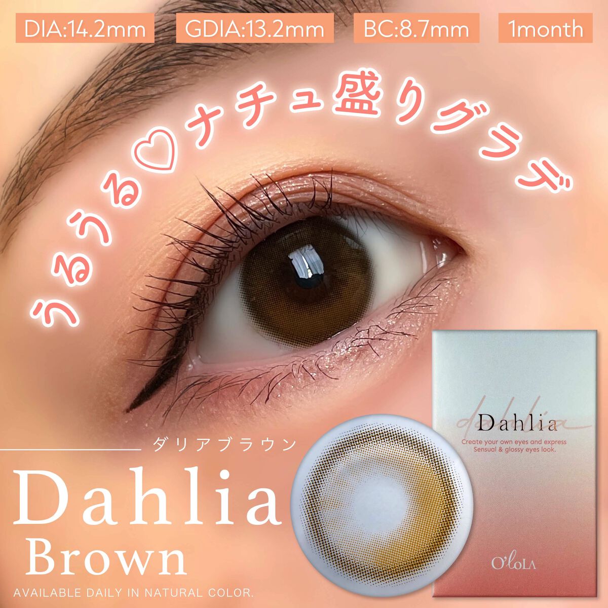 ダリアブラウンマンスリー (DAHLIA BROWN monthly)/OLOLA/１ヶ月（１MONTH）カラコンを使ったクチコミ（1枚目）