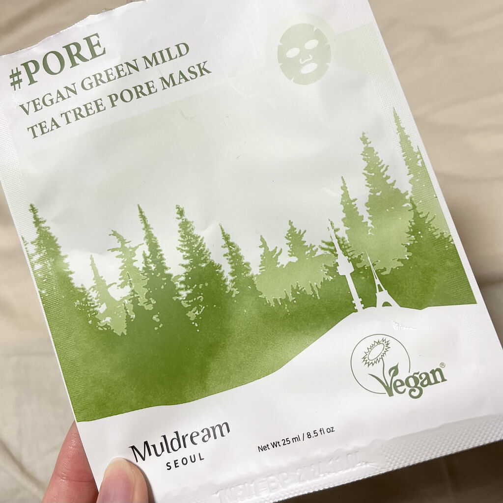 ヴィーガン グリーン マイルド  ティーツリー ポア マスク/MULDREAM/シートマスク・パックを使ったクチコミ（1枚目）