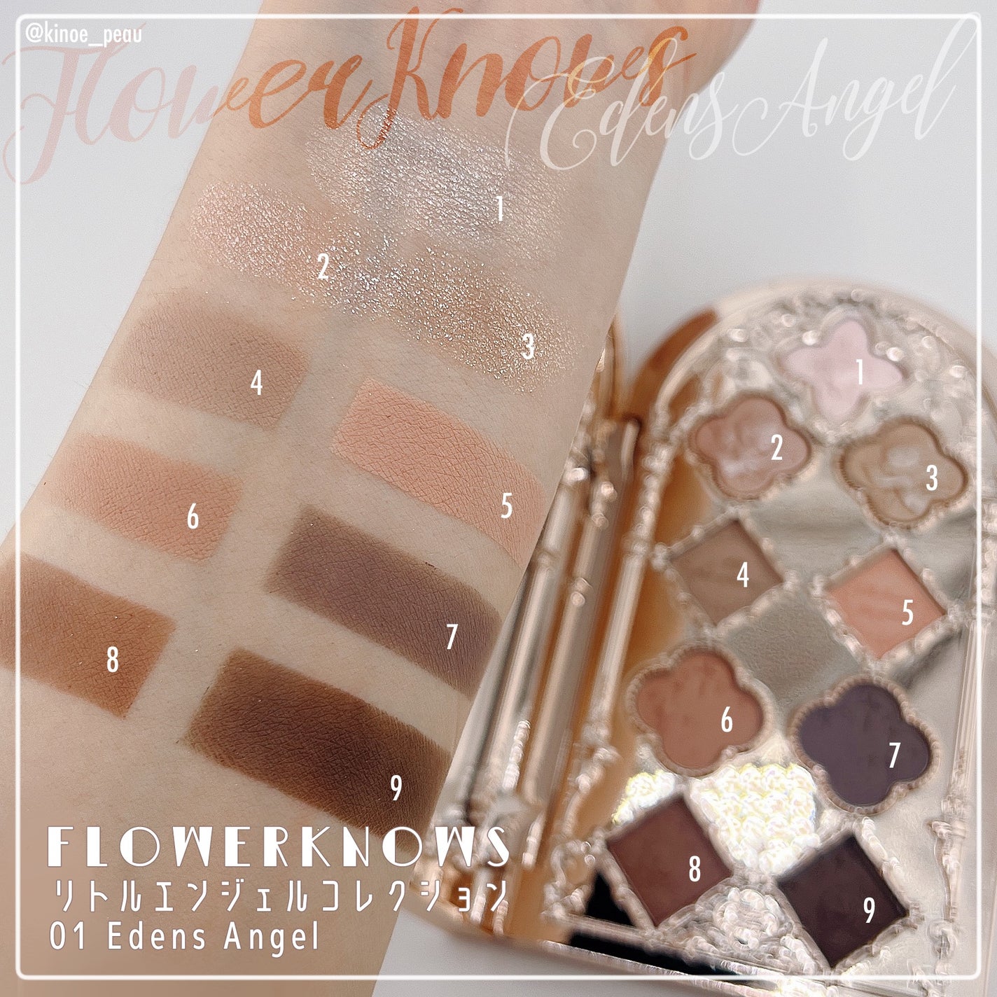 フラワーノーズ リトルエンジェルコレクション 9色アイシャドウパレット/FlowerKnows/アイシャドウパレットを使ったクチコミ(2枚目)