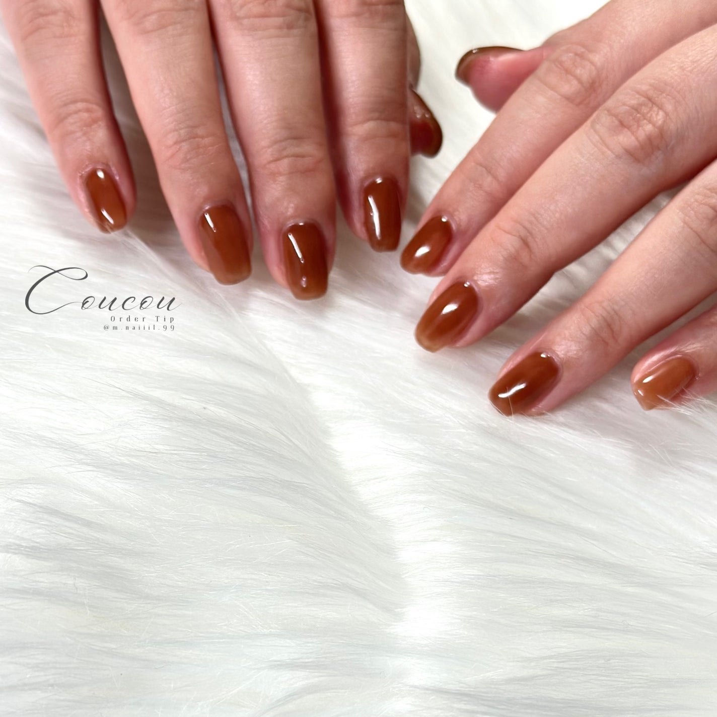 🐒ズボラママみっちゃんの高見えネイル💅 on LIPS 「秋はブラウンワンカラーでおしゃれな指先💓#ネイル工房#絶佳筆#..」(2枚目)