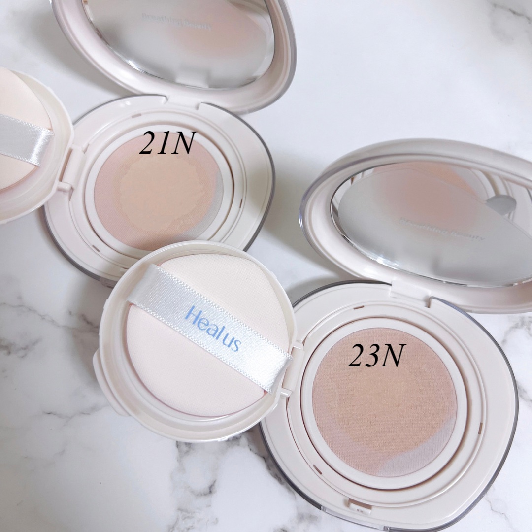 ブリージンググロークッション/Healus/クッションファンデーションを使ったクチコミ（3枚目）