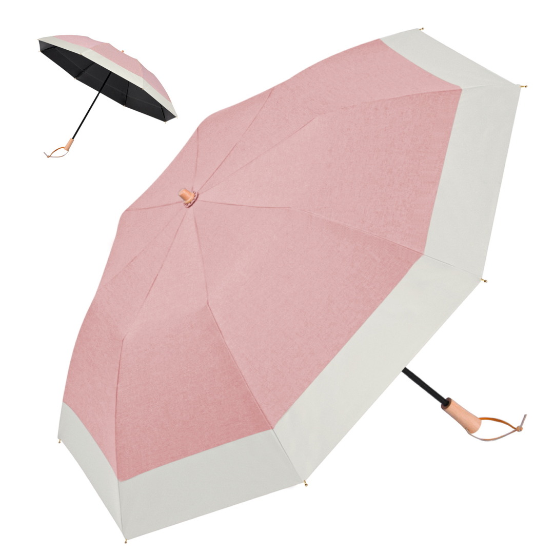 solshade023 ワンアクション収納日傘 杢ローズ/アイボリー