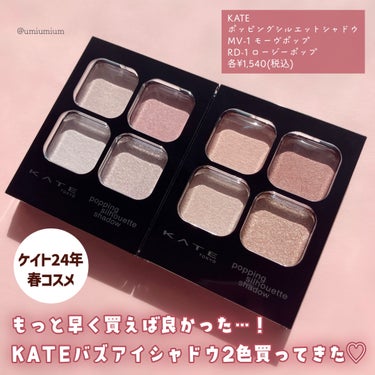 KATE ポッピングシルエットシャドウのクチコミ「もっと早く買えば良かった…！
KATEのバズアイシャドウ2色買ってみたよ💜🩷

KATE
ポッ.....」（2枚目）