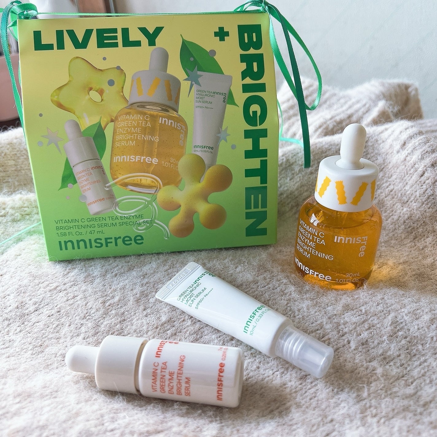 【LIVELY】ホリデービタC グリーンティーエンザイムブライトセラムスペシャルセット/innisfree/スキンケアキットを使ったクチコミ(3枚目)
