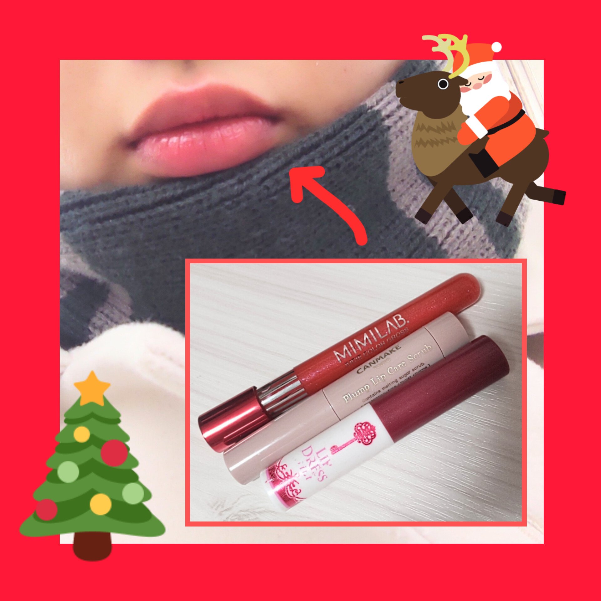 ジューシーポップカラーグロス ストロベリーソーダレッド/ミミラボ/リップグロスを使ったクチコミ（1枚目）