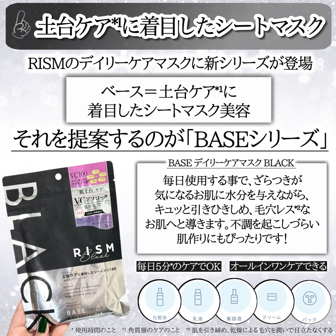 リズム べース デイリーケアマスク（ブラック）/RISM/シートマスク・パックを使ったクチコミ（2枚目）