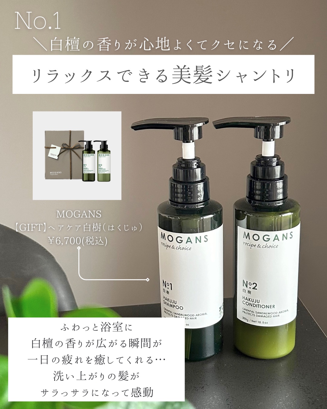 ノンシリコン アミノ酸 シャンプー/コンディショナー白樹（はくじゅ）/MOGANS/市販シャンプーを使ったクチコミ（2枚目）