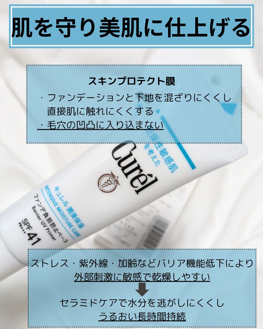 キュレル 潤浸保湿 ファンデ負担防止ベース/キュレル/化粧下地を使ったクチコミ（2枚目）