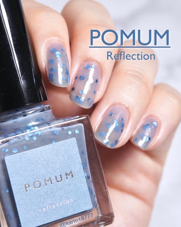 ☑︎POMUM reflection
⁡
初POMUM〜〜！
シアーなくすみブルーに大粒丸ラメが可愛すぎて、reflectionは一目惚れでした、、💦
このラメ、ポリッシュに入ってるのって入ってるのって