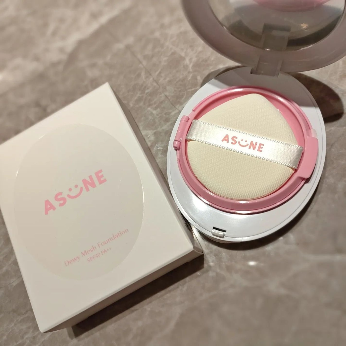 デューイーメッシュファンデーション/ASUNE /クッションファンデーションを使ったクチコミ(1枚目)