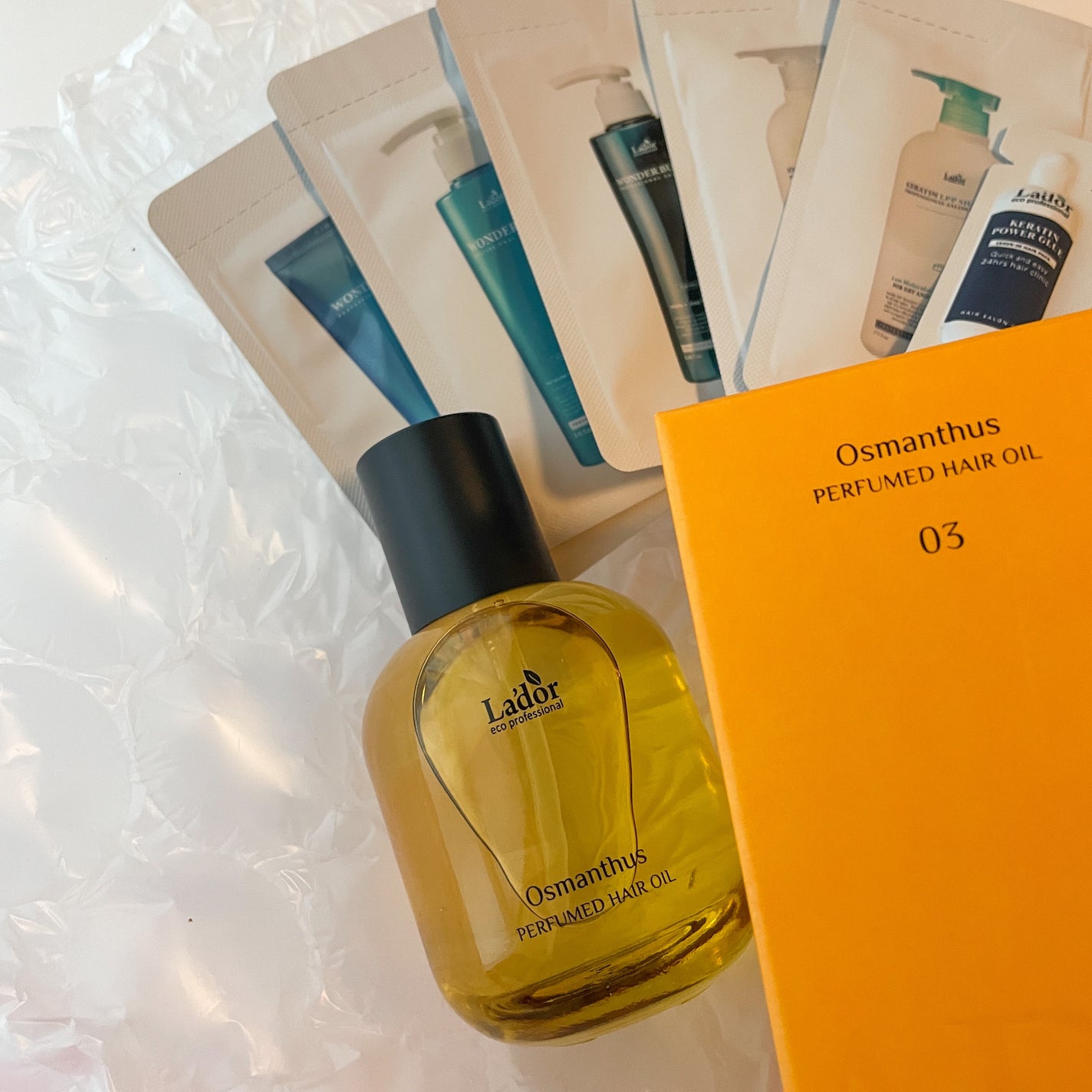 パフュームヘアオイル オスマンサス/La'dor/ヘアオイルを使ったクチコミ(3枚目)