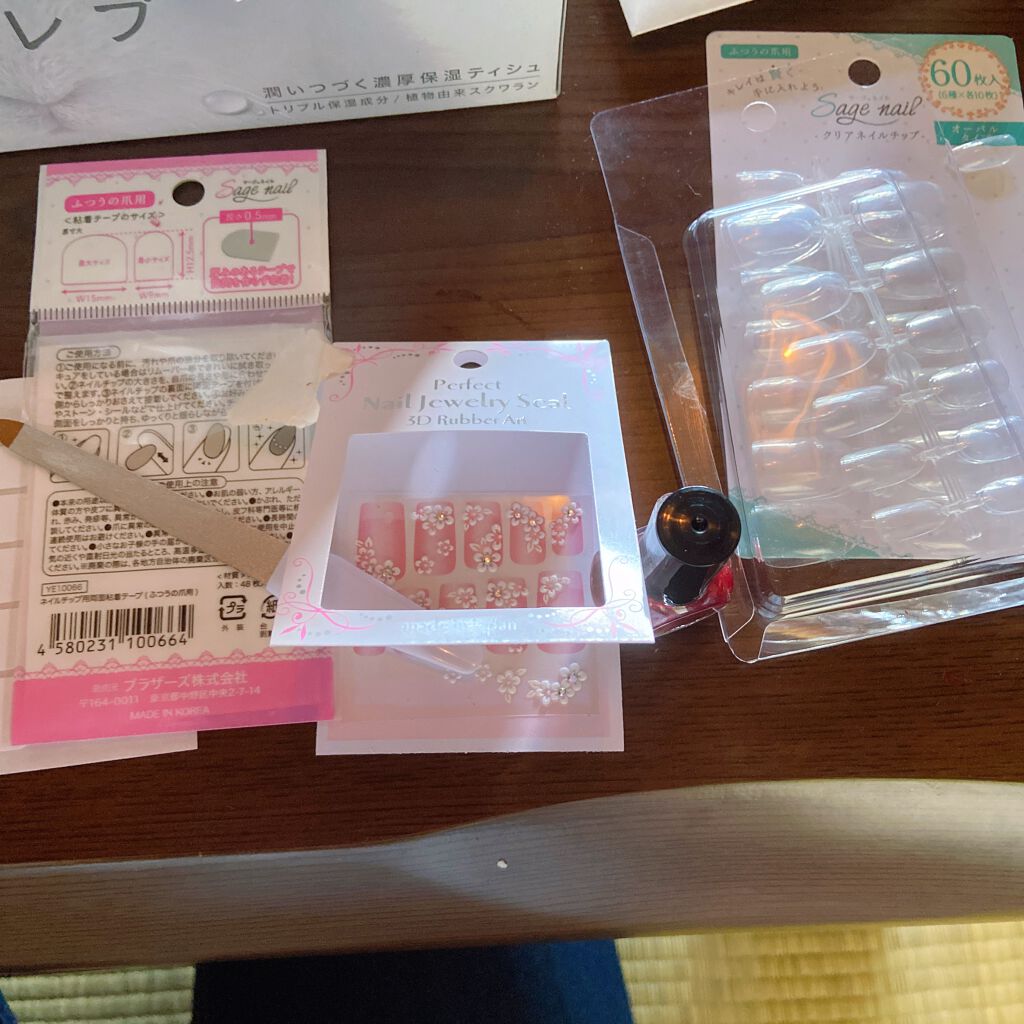 クリアネイルチップ/セリア/ネイルチップ・パーツを使ったクチコミ（1枚目）