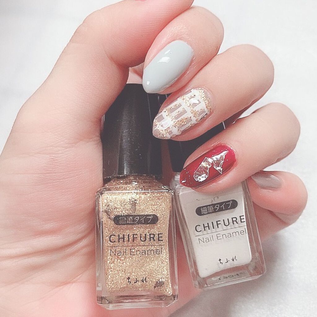 ネイル エナメル 細筆タイプ 013 ホワイト（細筆）/ちふれ/マニキュアを使ったクチコミ（2枚目）