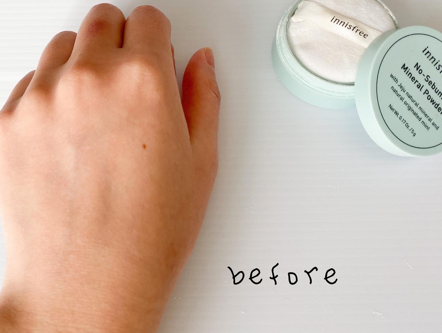 ノーセバム　ミネラルカラーパウダー　 02 グリーン（旧）/innisfree/ルースパウダーを使ったクチコミ（3枚目）