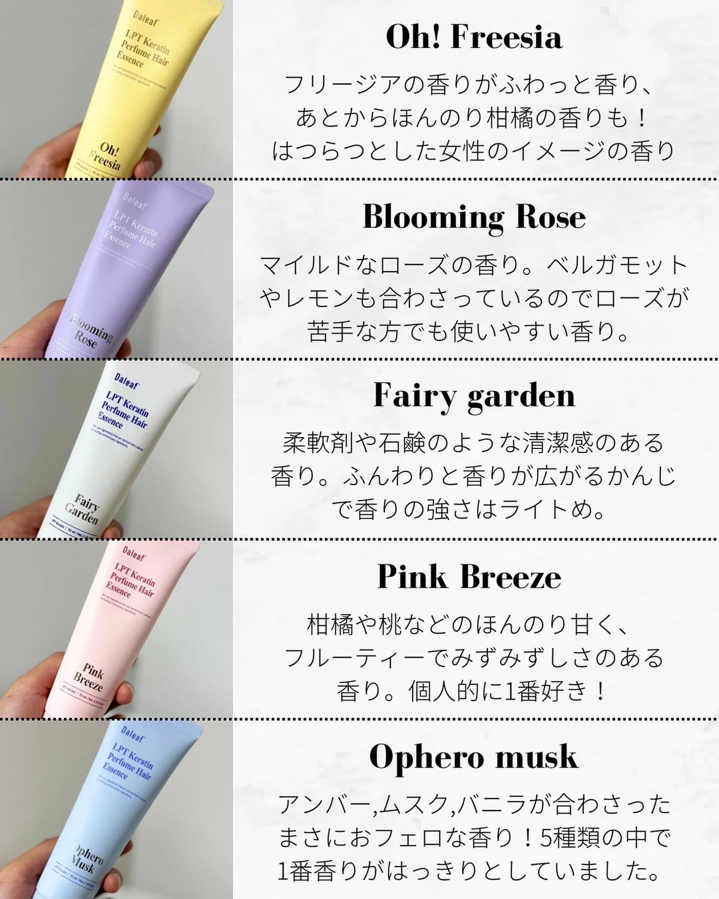 LPT Keratin パフュームヘアエッセンス Blooming Rose/Daleaf/ヘアミルクを使ったクチコミ(5枚目)