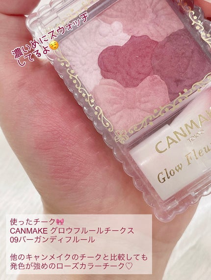 グロウフルールチークス 09 バーガンディーフルール/キャンメイク/パウダーチークを使ったクチコミ(2枚目)