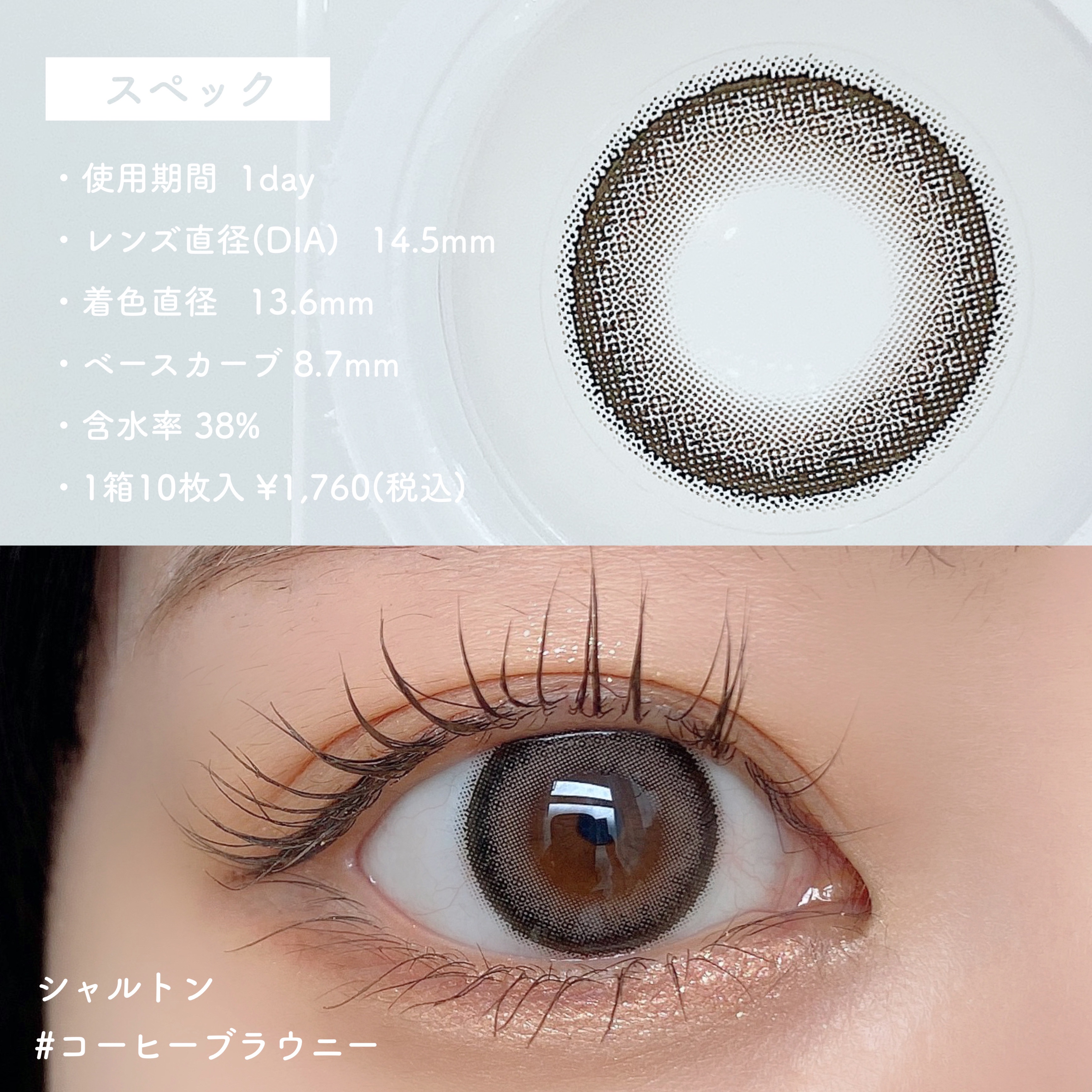 Charton 1day コーヒーブラウニー/Charton/ワンデー（１DAY）カラコンを使ったクチコミ（3枚目）