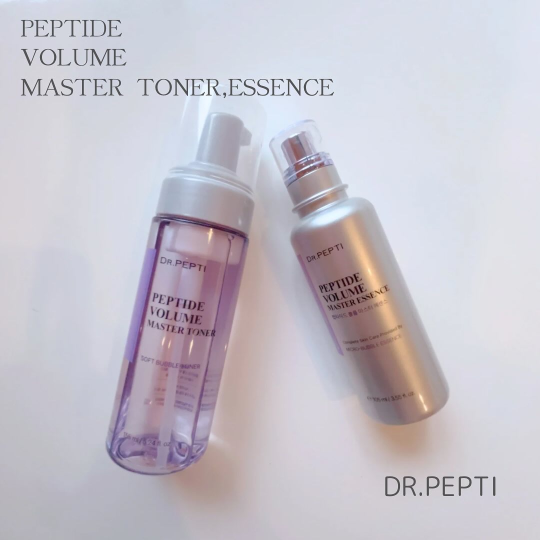 大人気Dr.PEPTI のボリュームマスターシリーズにトナーが仲間入り🙌
泡で出る珍しいタイプのトナーで泡がしっかりしてるのでそのまま泡パックも出来ちゃう

エッセンス・トナー共に単品でもハリつやを感じられるけど

ライン使いするとより肌