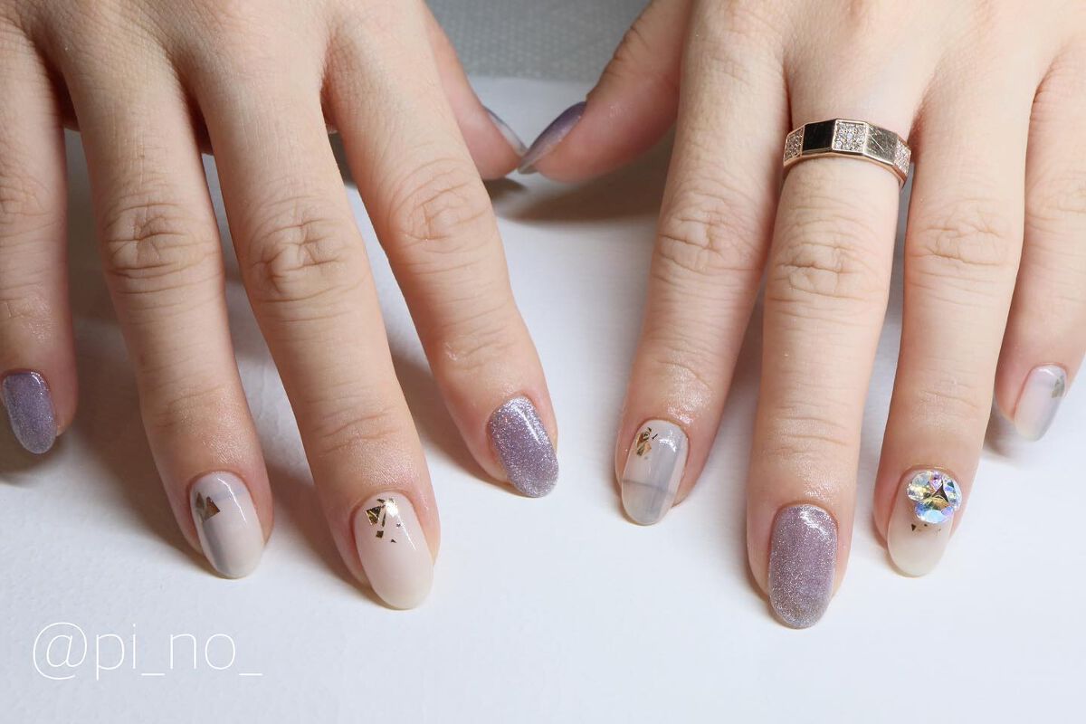 #キラキラネイル,#ジュエリーネイル,#スワロネイル,#ジェルネイルのネイルデザイン