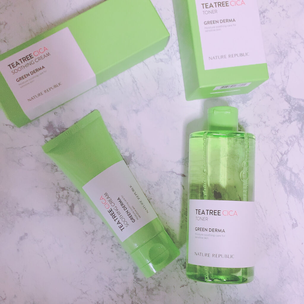 グリーンダーマ ティーツリー シカ スージング クリーム/ネイチャーリパブリック/フェイスクリームを使ったクチコミ（1枚目）