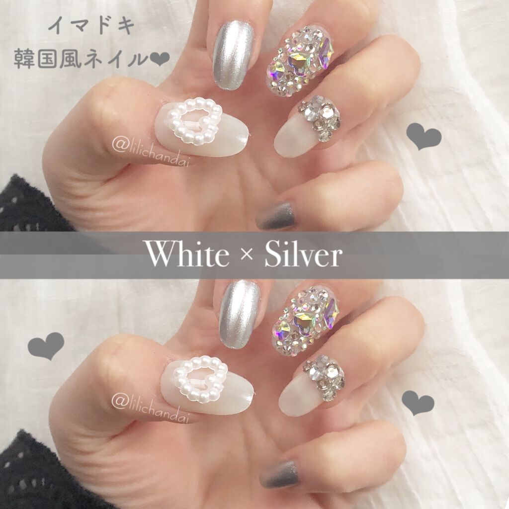 カラフルネイルズ キャンメイクを使った口コミ 𝚆𝚑𝚒𝚝𝚎 𝚂𝚒𝚕𝚟𝚎𝚛ネイル 𓂃𓈒𓏸 By リリ Lips