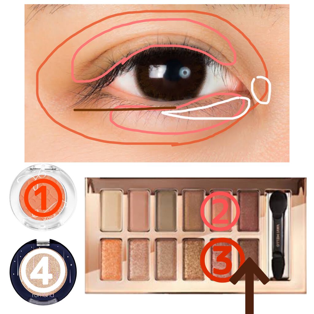 ルックアット マイアイ カフェ OR202/ETUDE/単色アイシャドウを使ったクチコミ（2枚目）