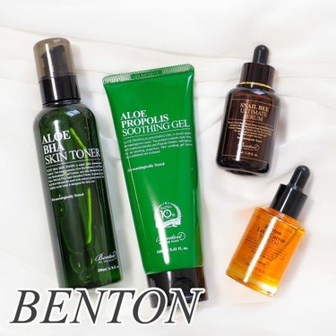 Benton アロエBHAスキントナーのクチコミ「🌿🐌🥕

BENTON(@bentoncosmetic)さんの
アイテムを４商品まとめてレビュ.....」（1枚目）