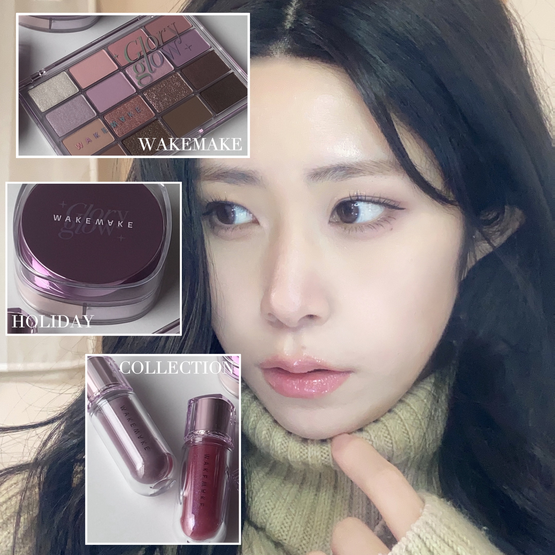 写真で見るwakemakeのホリデーコレクション💜

ホリデーコレクション全てのアイテムが透明感を演出してくれて、キラキラで本当に美しい🌙

パウダーにも控えめにラメが入ってて、もう可愛すぎて涙出そうでした（ ; ;🫶🏼 ）

そろ