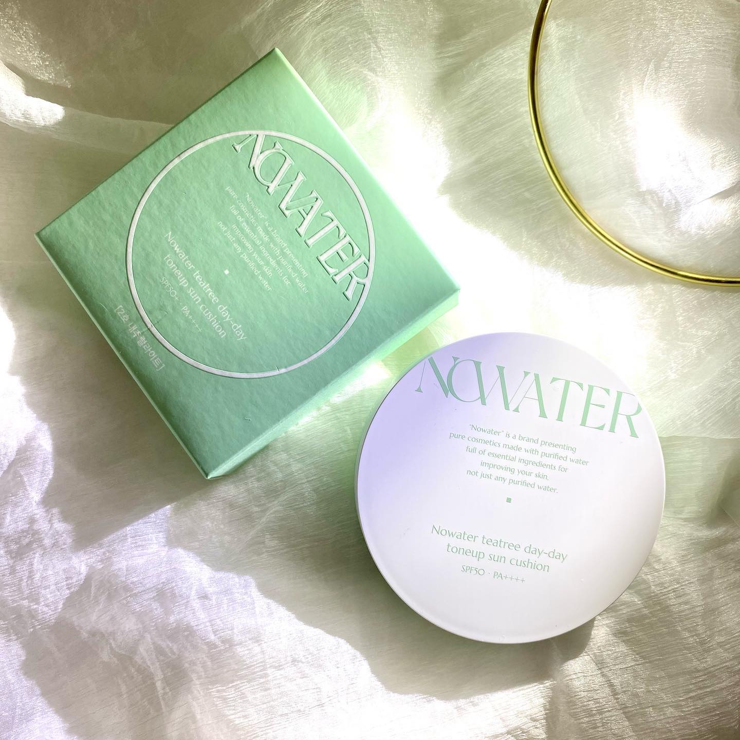 ティーツリーデイデイトーンアップサンクッション #02 ナチュラルライト/NOWATER/日焼け止めローションを使ったクチコミ（1枚目）
