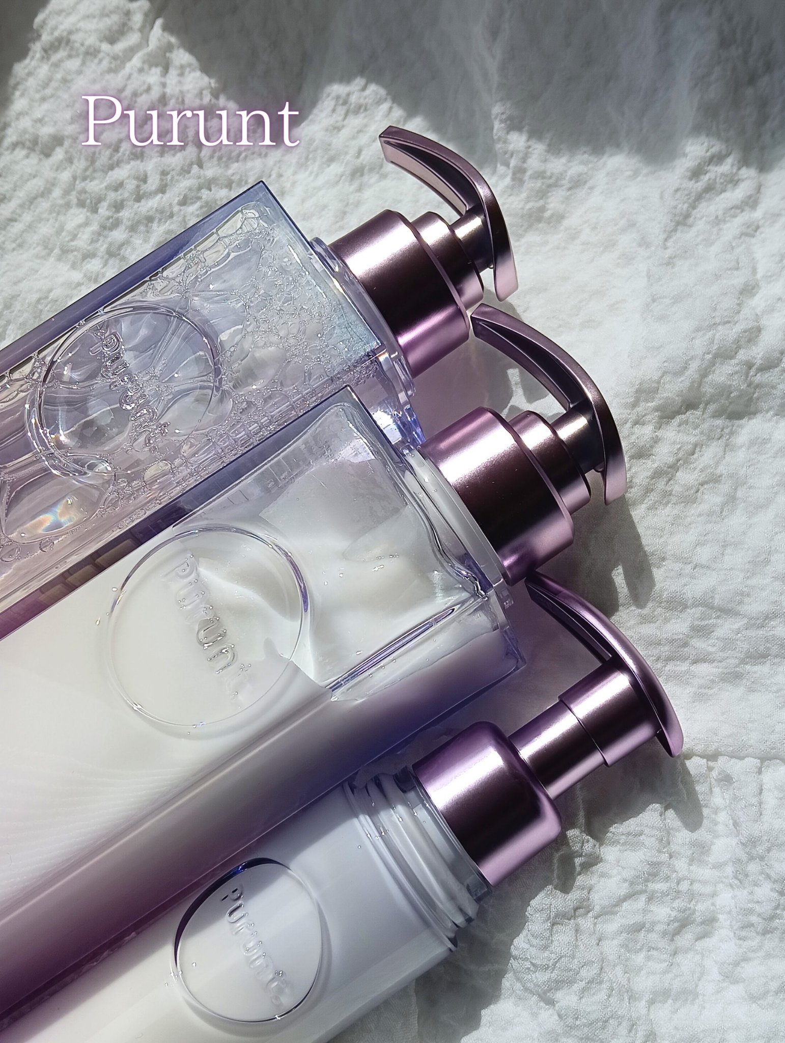 
🪻\ヘアケアブランド Purunt から新作でた/🩵

生コラーゲン＆ケラチンで髪の潤いをキープ


#Purunt 様の

Re:right
　プルント リライト


🟪 リライト美容液シャンプー

🟣 リライト美容液ヘアマスク